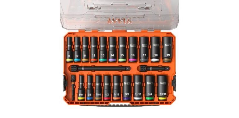 Jeu de douilles à empreinte 3/8 po à puits profond KNECT™ de Klein Tools, SAE et métriques, 23 pièces