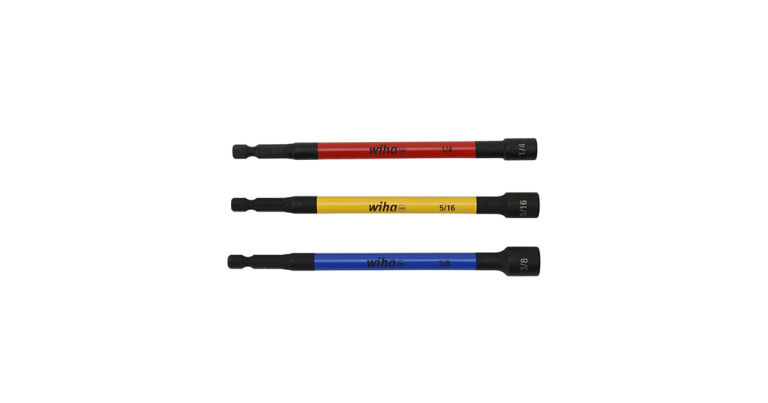 Jeu de 3 tourne-écrous magnétiques à code couleur Wiha, norme SAE