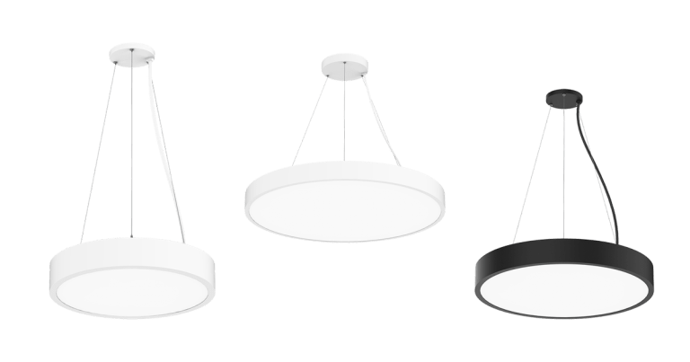RENO Lighting Evoke : luminaire architectural rond suspendu